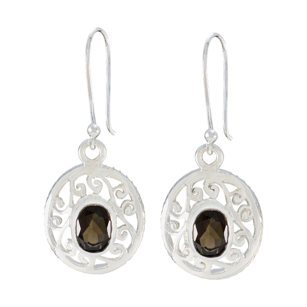 Smoky-Quartz-Middle-Eastern-Ying-Solitaire-Dangle-Brown-92.5-Silver-Earring