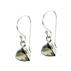 Smoky-Quartz-Mexican-Yuki-Solitaire-Dangle-Brown-925-Silver-Earring
