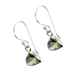 Smoky-Quartz-Mexican-Yuki-Solitaire-Dangle-Brown-925-Silver-Earring