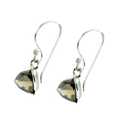 Smoky-Quartz-Mexican-Yuki-Solitaire-Dangle-Brown-925-Silver-Earring
