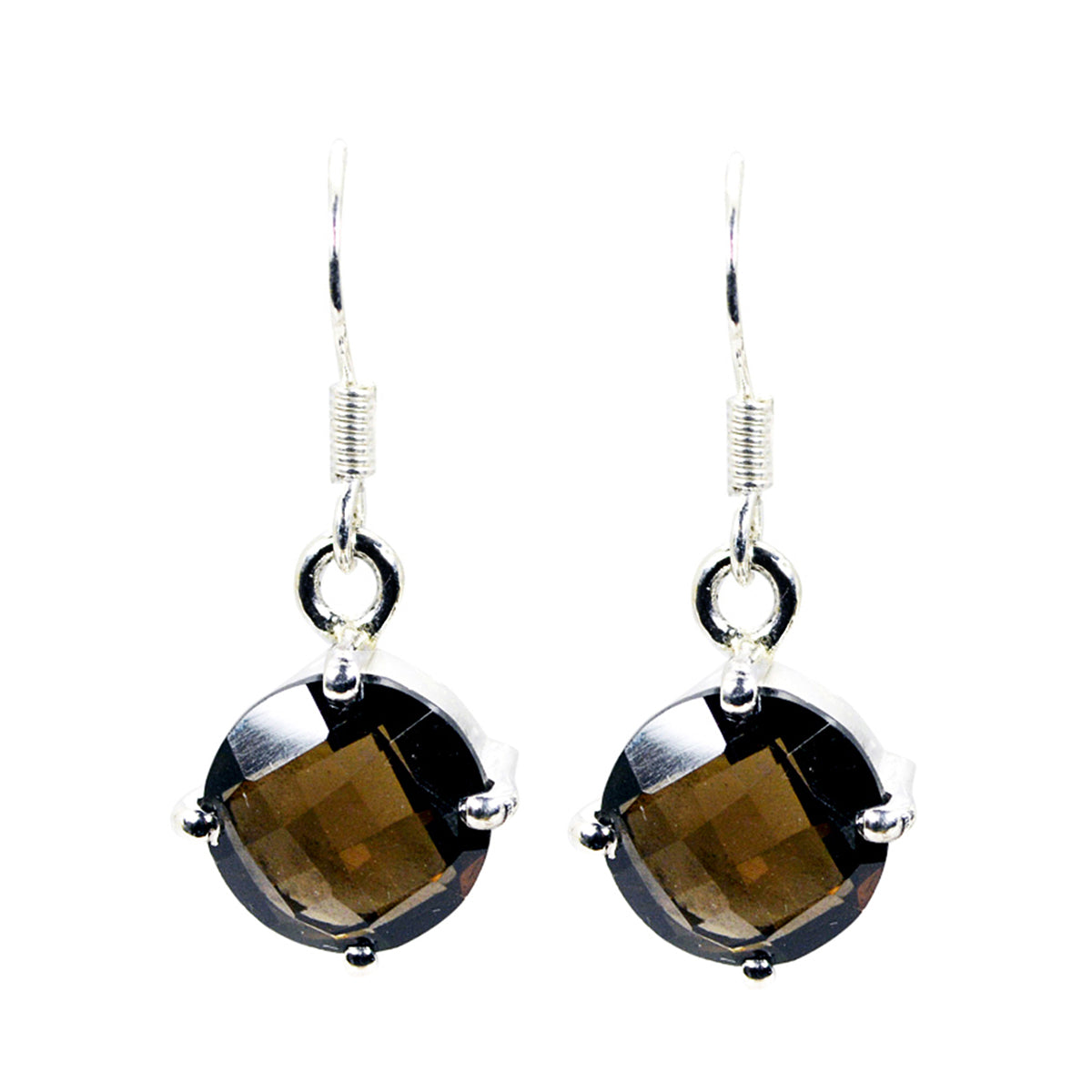 Smoky-Quartz-American-Ha-eun-Solitaire-Dangle-Brown-925-Silver-Earring Главное изображение товара