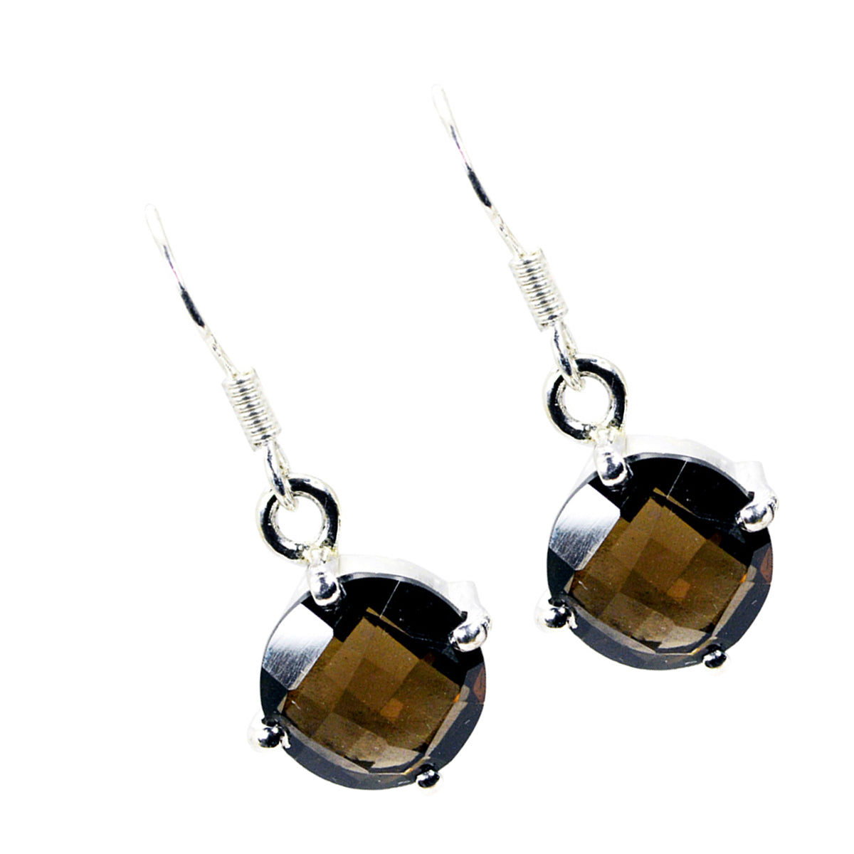 Smoky-Quartz-American-Ha-eun-Solitaire-Dangle-Brown-925-Silver-Earring