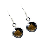 Smoky-Quartz-American-Ha-eun-Solitaire-Dangle-Brown-925-Silver-Earring