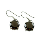 Smoky-Quartz-Japanese-Haruka-Solitaire-Dangle-Brown-925-Sterling-Silver-Earring
