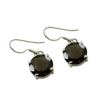 Smoky-Quartz-Japanese-Haruka-Solitaire-Dangle-Brown-925-Sterling-Silver-Earring