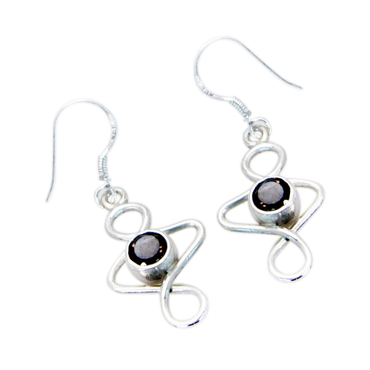 Smoky-Quartz-Italian-Hua-Solitaire-Dangle-Brown-925-Sterling-Silver-Earring