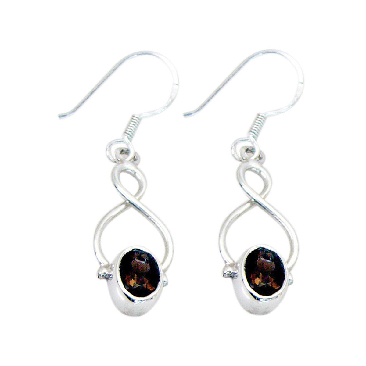 Smoky-Quartz-Australian-Yuna-Solitaire-Dangle-Brown-925-Silver-Earring Главное изображение товара