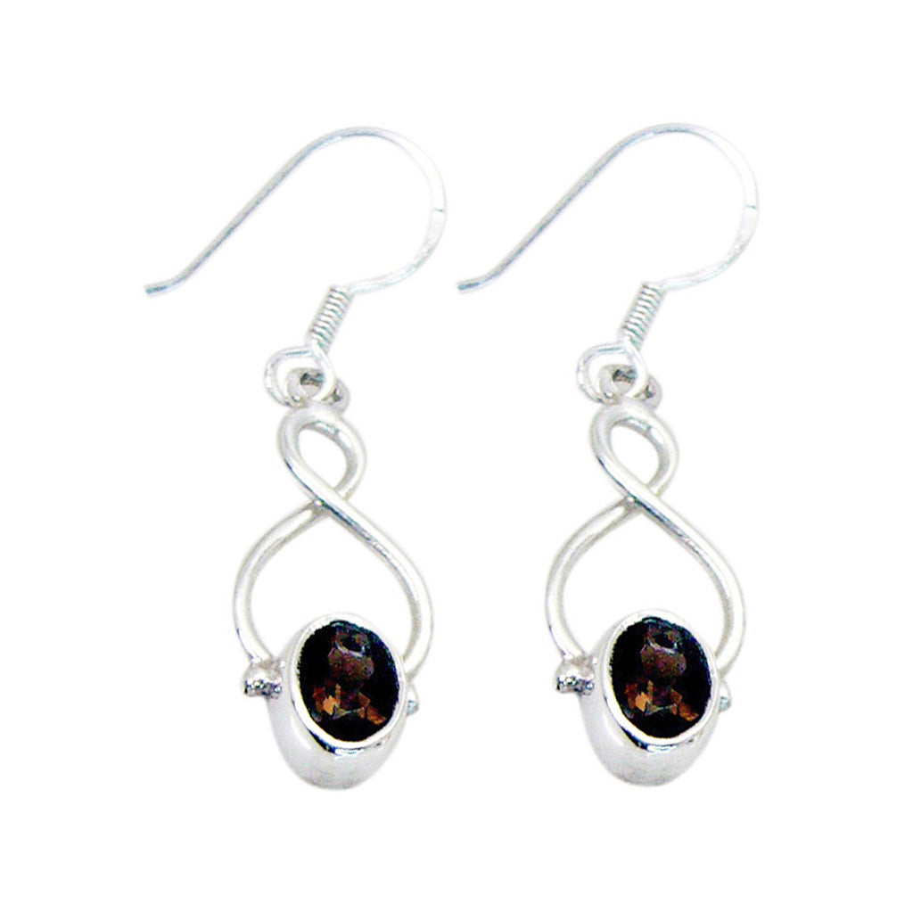 Smoky-Quartz-Australian-Yuna-Solitaire-Dangle-Brown-925-Silver-Earring