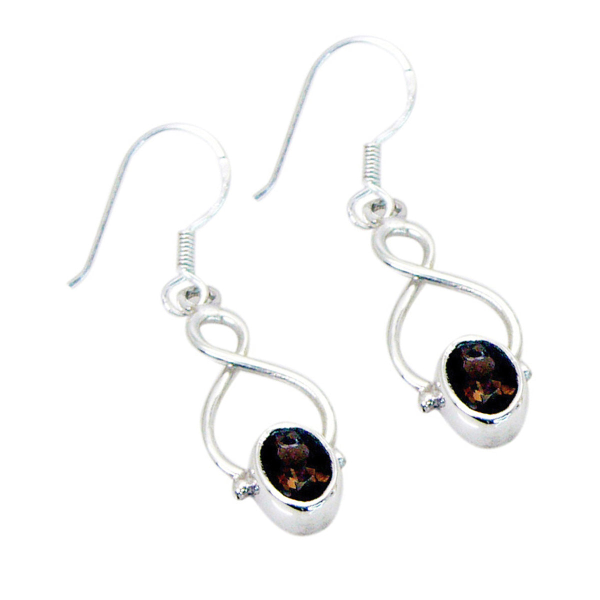 Smoky Quartz Australian Yuna Solitaire Dangle Brown 925 Silver Earring Второстепенное изображение товара