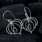 Smoky-Quartz-Spanish-Agustina-Solitaire-Dangle-Brown-925-Silver-Earring