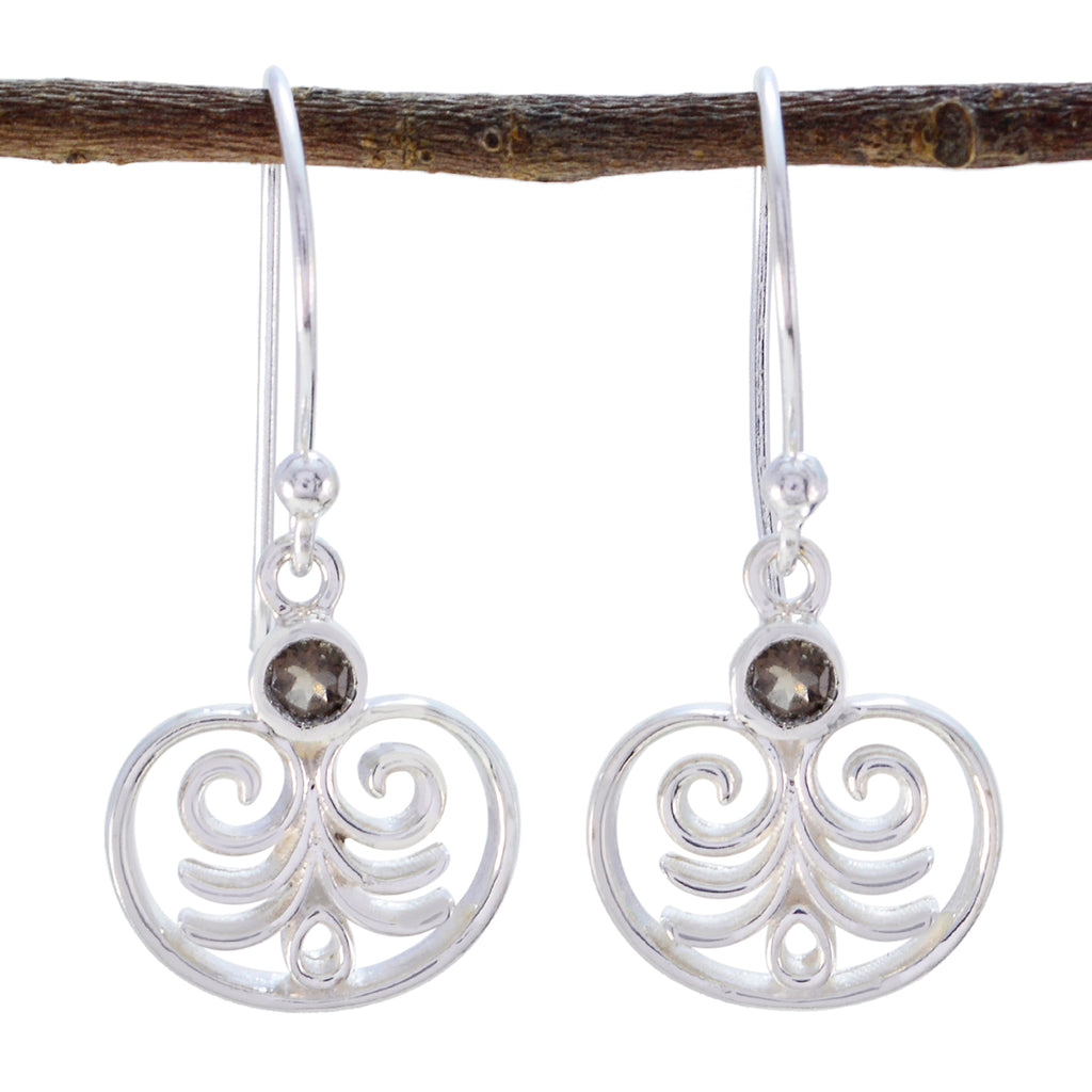 Smoky-Quartz-Latin-American-Alejandra-Solitaire-Dangle-Brown-925-Silver-Earring