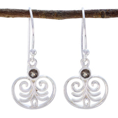 Rauchquarz-Lateinamerika-Alejandra-Solitär-Ohrhänger-Braun-925-Silber