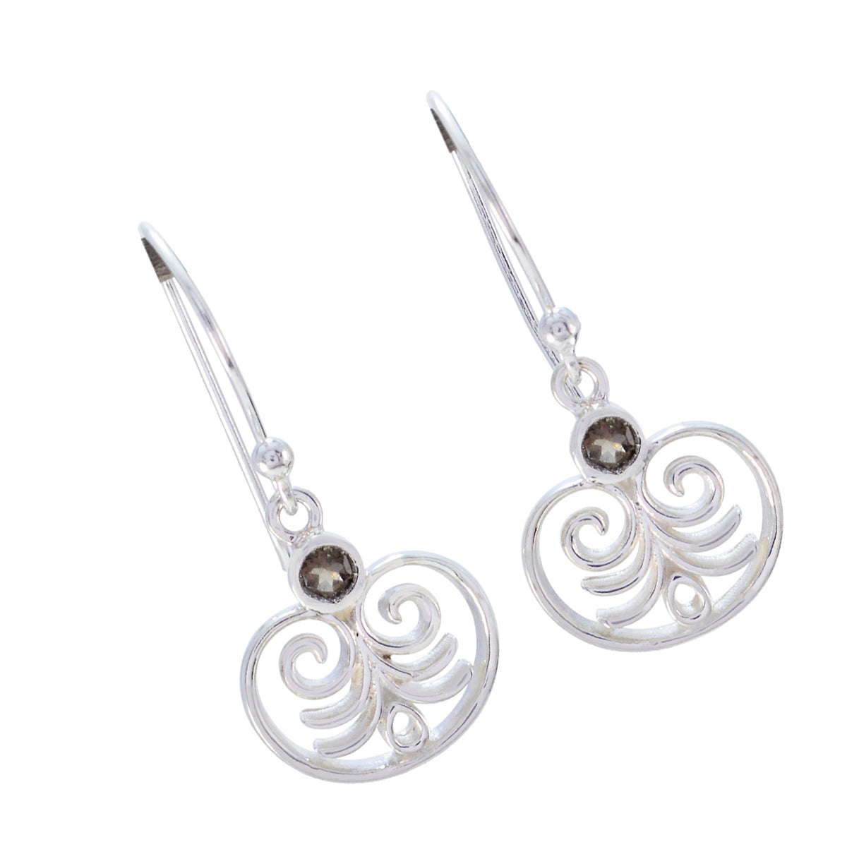 Rauchquarz-Lateinamerika-Alejandra-Solitär-Ohrhänger-Braun-925-Silber