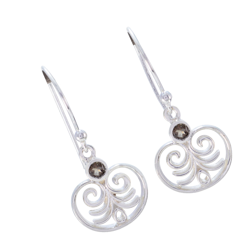 Smoky-Quartz-Latin-American-Alejandra-Solitaire-Dangle-Brown-925-Silver-Earring