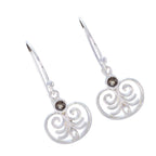 Smoky-Quartz-Latin-American-Alejandra-Solitaire-Dangle-Brown-925-Silver-Earring