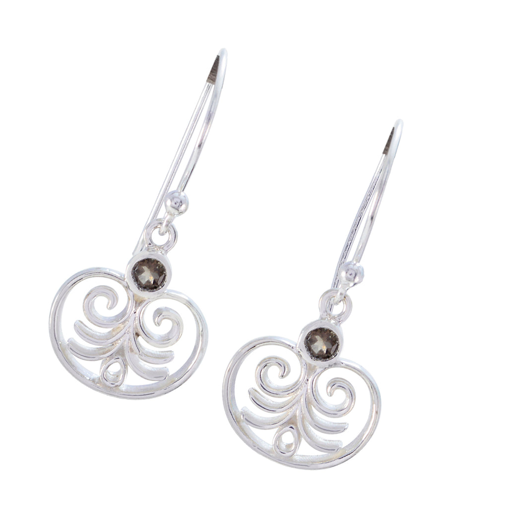 Smoky-Quartz-Latin-American-Alejandra-Solitaire-Dangle-Brown-925-Silver-Earring
