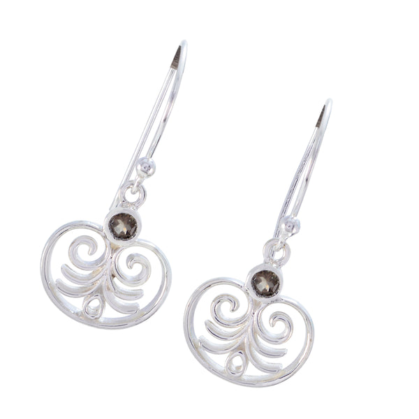 Smoky-Quartz-Latin-American-Alejandra-Solitaire-Dangle-Brown-925-Silver-Earring