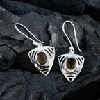 Smoky-Quartz-German-Ana-Solitaire-Dangle-Brown-925-Silver-Earring