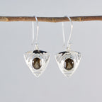 Smoky-Quartz-German-Ana-Solitaire-Dangle-Brown-925-Silver-Earring