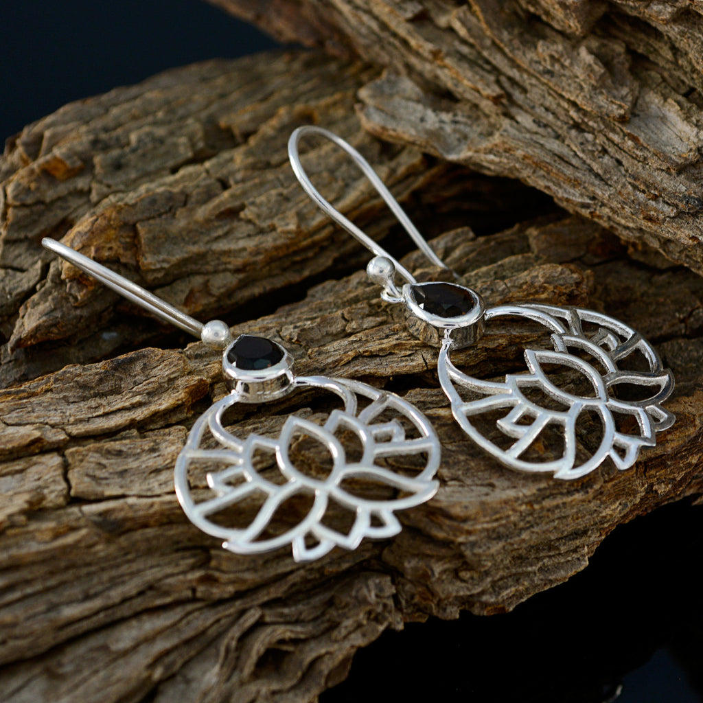Smoky-Quartz-African-Andrea-Solitaire-Dangle-Brown-925-Sterling-Silver-Earring