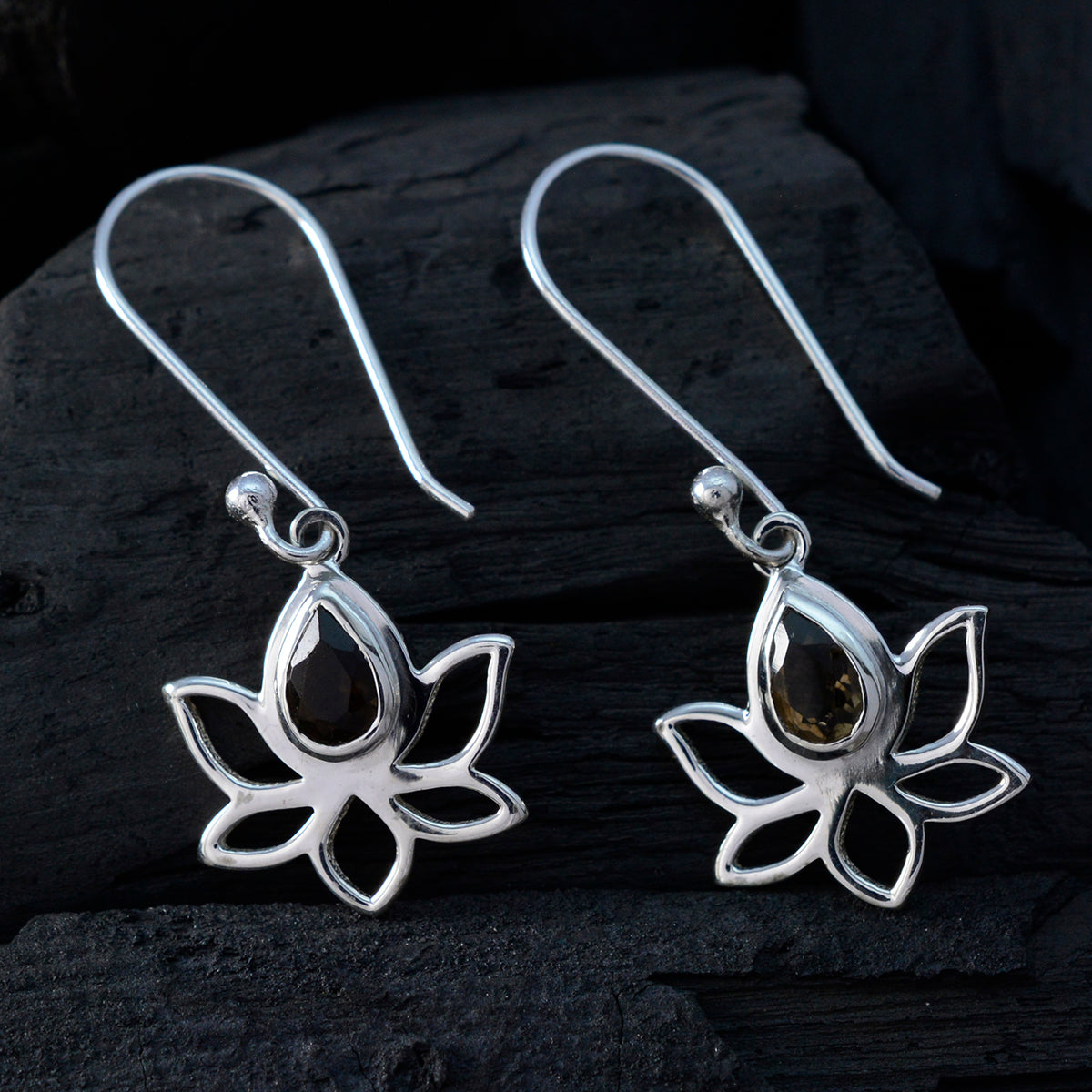 Rökkvarts Marockansk Nari Solitaire Örhänge i Brunt 92.5 Silver Sekundär produktbild