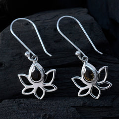 Smoky-Quartz-Moroccan-Nari-Solitaire-Dangle-Brown-92.5-Silver-Earring