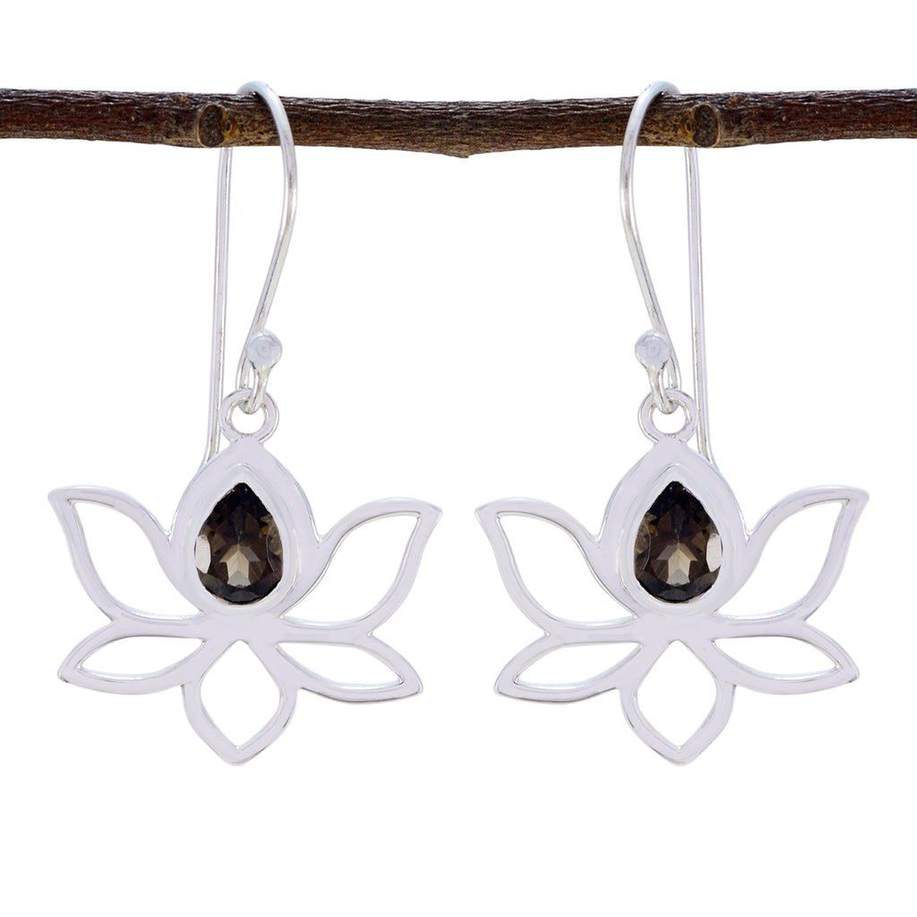 Smoky-Quartz-Moroccan-Nari-Solitaire-Dangle-Brown-92.5-Silver-Earring