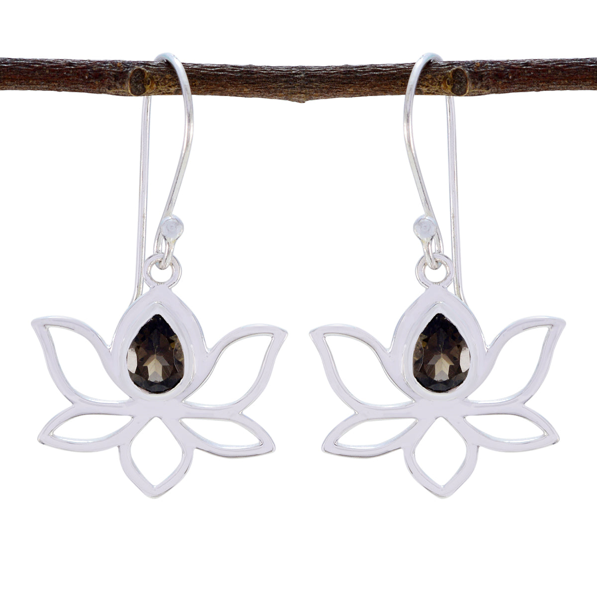 Smoky-Quartz-Moroccan-Nari-Solitaire-Dangle-Brown-92.5-Silver-Earring