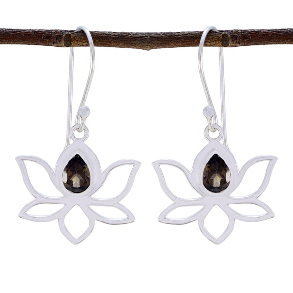 Smoky-Quartz-Moroccan-Nari-Solitaire-Dangle-Brown-92.5-Silver-Earring