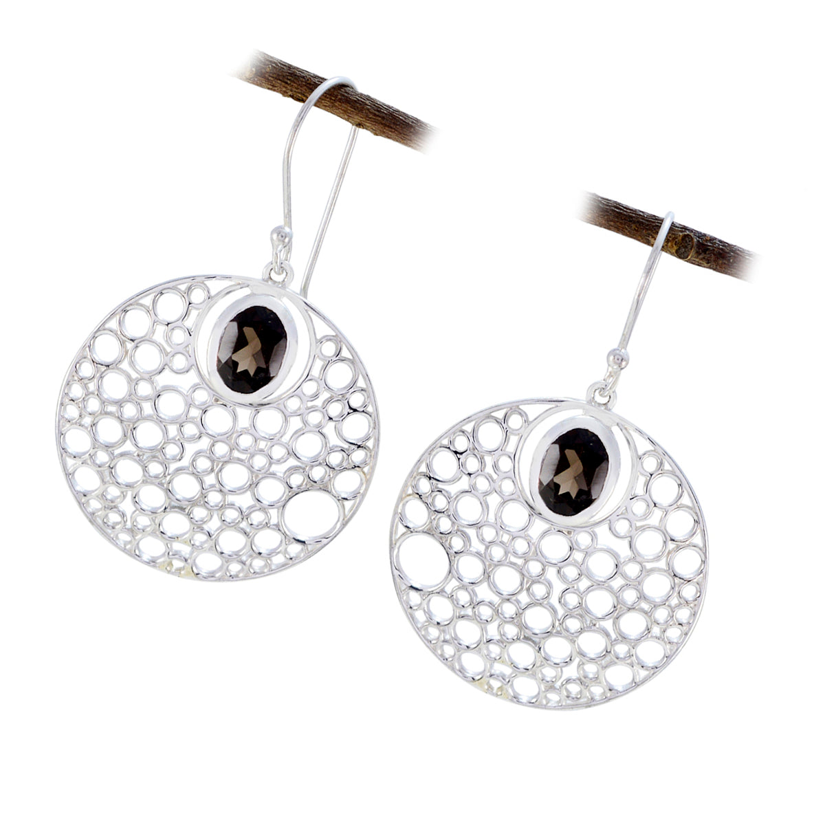 Smoky Quartz Moroccan Antonia Solitaire Dangle Brown 925 Silver Earring Второстепенное изображение товара