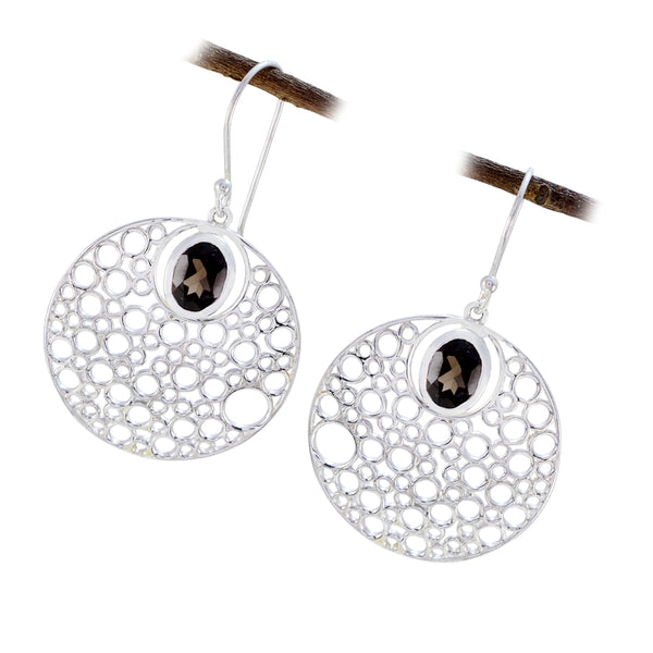 Smoky-Quartz-Moroccan-Antonia-Solitaire-Dangle-Brown-925-Silver-Earring