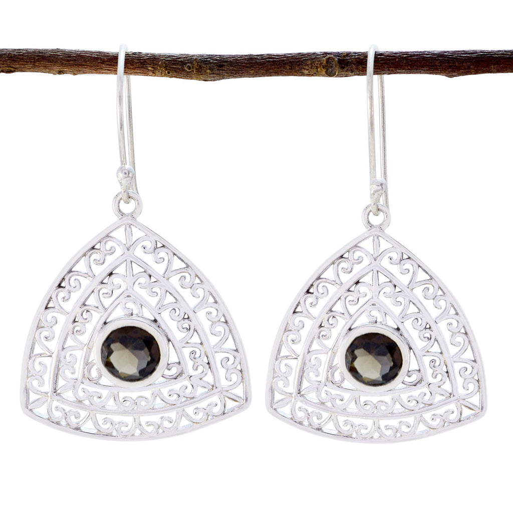 Smoky-Quartz-Egyptian-Bianca-Solitaire-Dangle-Brown-925-Silver-Earring