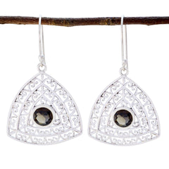 Smoky-Quartz-Egyptian-Bianca-Solitaire-Dangle-Brown-925-Silver-Earring