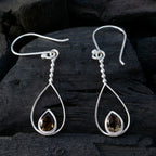Smoky-Quartz-Japanese-Carla-Solitaire-Dangle-Brown-92.5-Silver-Earring