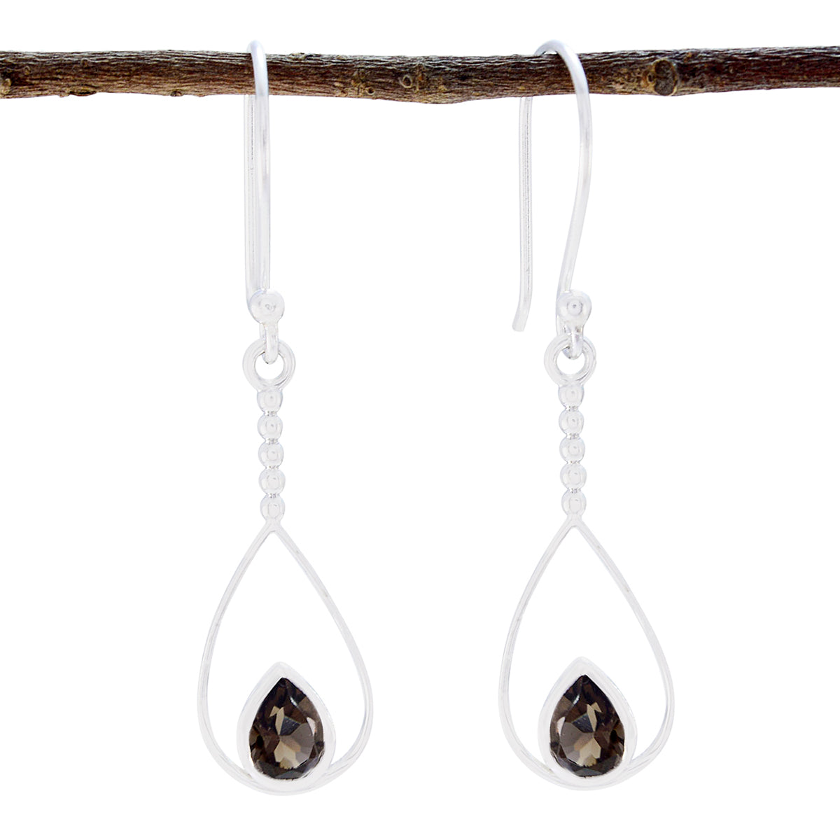 Smoky-Quartz-Japanese-Carla-Solitaire-Dangle-Brown-92.5-Silver-Earring Huvudsaklig produktbild