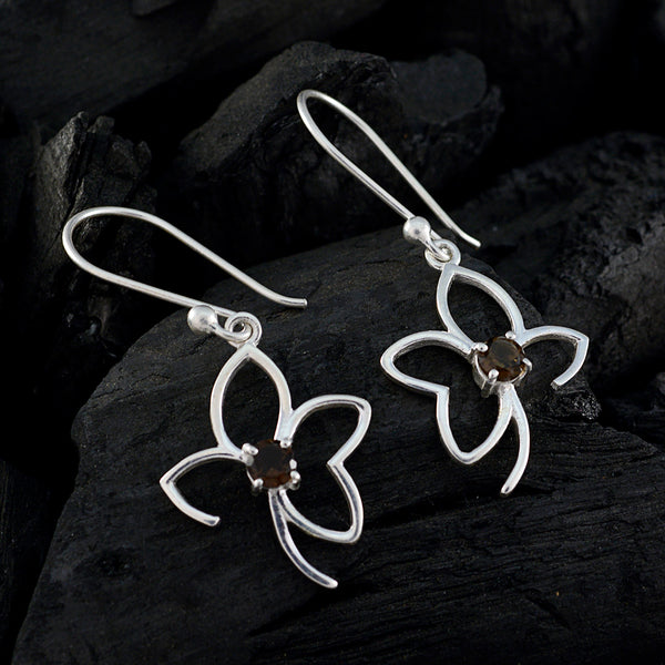 Smoky-Quartz-Latin-American-Katarina-Solitaire-Dangle-Brown-92.5-Silver-Earring