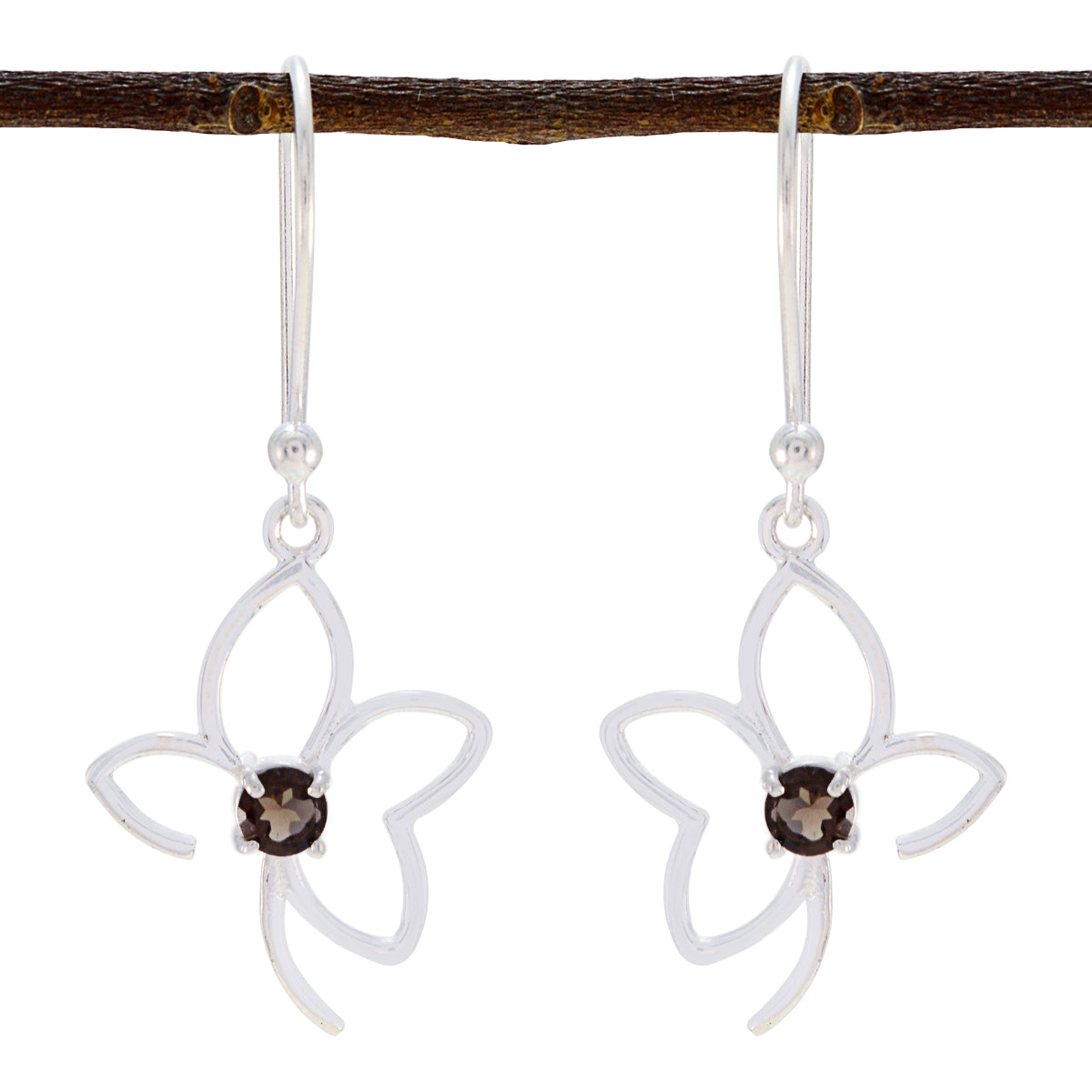 Smoky-Quartz-Latin-American-Katarina-Solitaire-Dangle-Brown-92.5-Silver-Earring Huvudsaklig produktbild