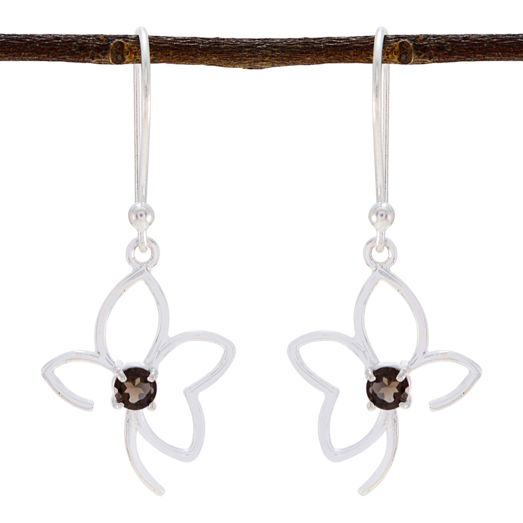 Smoky-Quartz-Latin-American-Katarina-Solitaire-Dangle-Brown-92.5-Silver-Earring