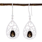 Smoky-Quartz-Turkish-Carolina-Solitaire-Dangle-Brown-925-Sterling-Silver-Earring