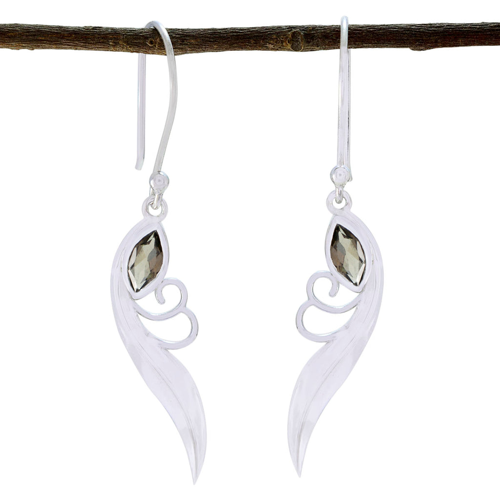 Smoky-Quartz-Italian-Cecilia-Solitaire-Dangle-Brown-92.5-Silver-Earring