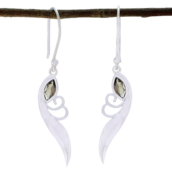 Smoky-Quartz-Italian-Cecilia-Solitaire-Dangle-Brown-92.5-Silver-Earring