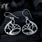 Smoky-Quartz-Middle-Eastern-Clara-Solitaire-Dangle-Brown-925-Silver-Earring