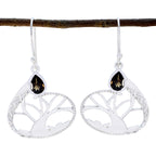 Smoky-Quartz-Middle-Eastern-Clara-Solitaire-Dangle-Brown-925-Silver-Earring