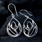 Smoky-Quartz-Mexican-Constanza-Solitaire-Dangle-Brown-925-Sterling-Silver-Earring