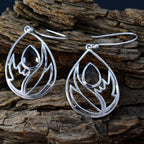Smoky-Quartz-Mexican-Constanza-Solitaire-Dangle-Brown-925-Sterling-Silver-Earring