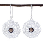 Smoky-Quartz-German-Nella-Solitaire-Dangle-Brown-Silver-Earring