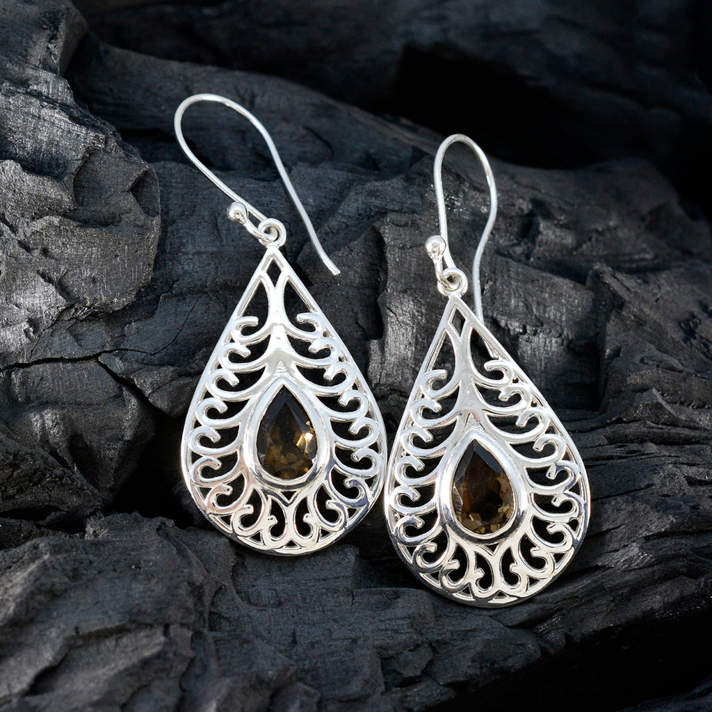 Smoky-Quartz-Australian-Daniela-Solitaire-Dangle-Brown-92.5-Silver-Earring