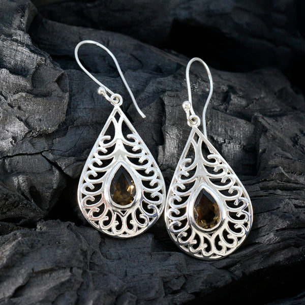 Smoky-Quartz-Australian-Daniela-Solitaire-Dangle-Brown-92.5-Silver-Earring