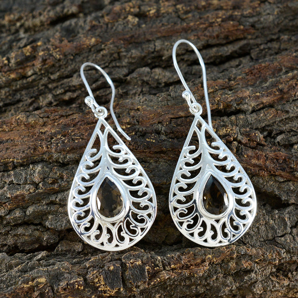 Smoky-Quartz-Australian-Daniela-Solitaire-Dangle-Brown-92.5-Silver-Earring