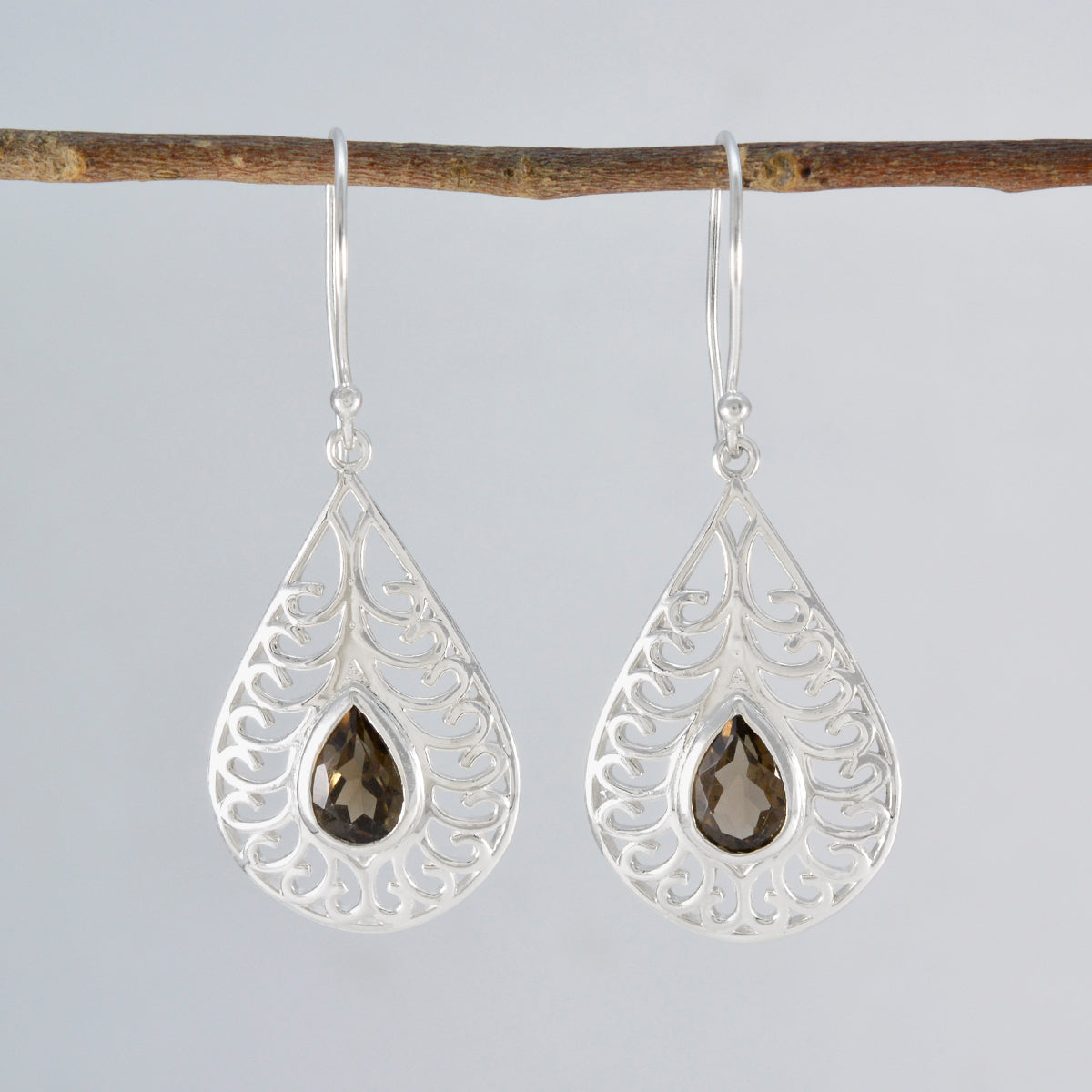 Smoky-Quartz-Australian-Daniela-Solitaire-Dangle-Brown-92.5-Silver-Earring